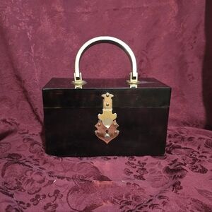 Vtg Faux Tortoise Shell Purse Handbag